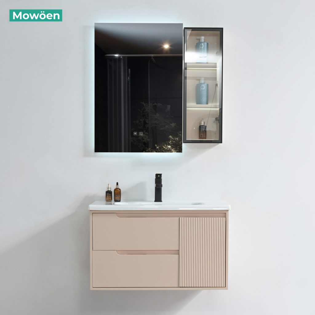 Bộ Tủ Lavabo Nhựa PVC MOWOEN MW2822-80 Treo Tường 800mm Có Tủ Cột