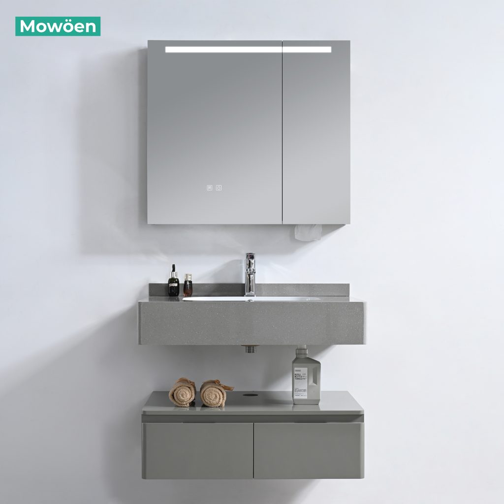 Tủ Lavabo Nhựa PVC MOWOEN MW2826-80 800mm Kèm Gương LED