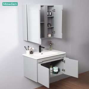 Ảnh công trình thực tế Tủ Lavabo Nhựa PVC Mowoen MW2701-80 800mm Chậu Sứ Gương LED