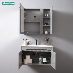 Ảnh công trình thực tế Tủ Lavabo Nhựa PVC Mowoen MW2701-80 800mm Chậu Sứ Gương LED