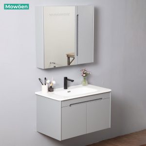 Ảnh công trình thực tế Tủ Lavabo Nhựa PVC Mowoen MW2701-80 800mm Chậu Sứ Gương LED