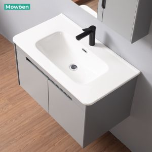 Ảnh công trình thực tế Tủ Lavabo Nhựa PVC Mowoen MW2701-80 800mm Chậu Sứ Gương LED