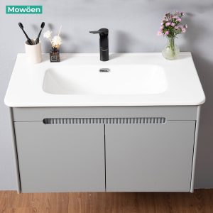 Ảnh công trình thực tế Tủ Lavabo Nhựa PVC Mowoen MW2701-80 800mm Chậu Sứ Gương LED