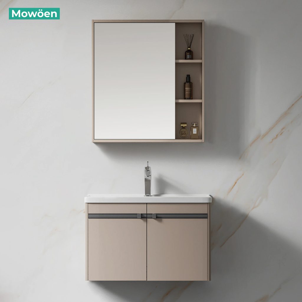 Tủ Lavabo Nhựa PVC Mowoen MW2702-60 600mm Chậu Sứ