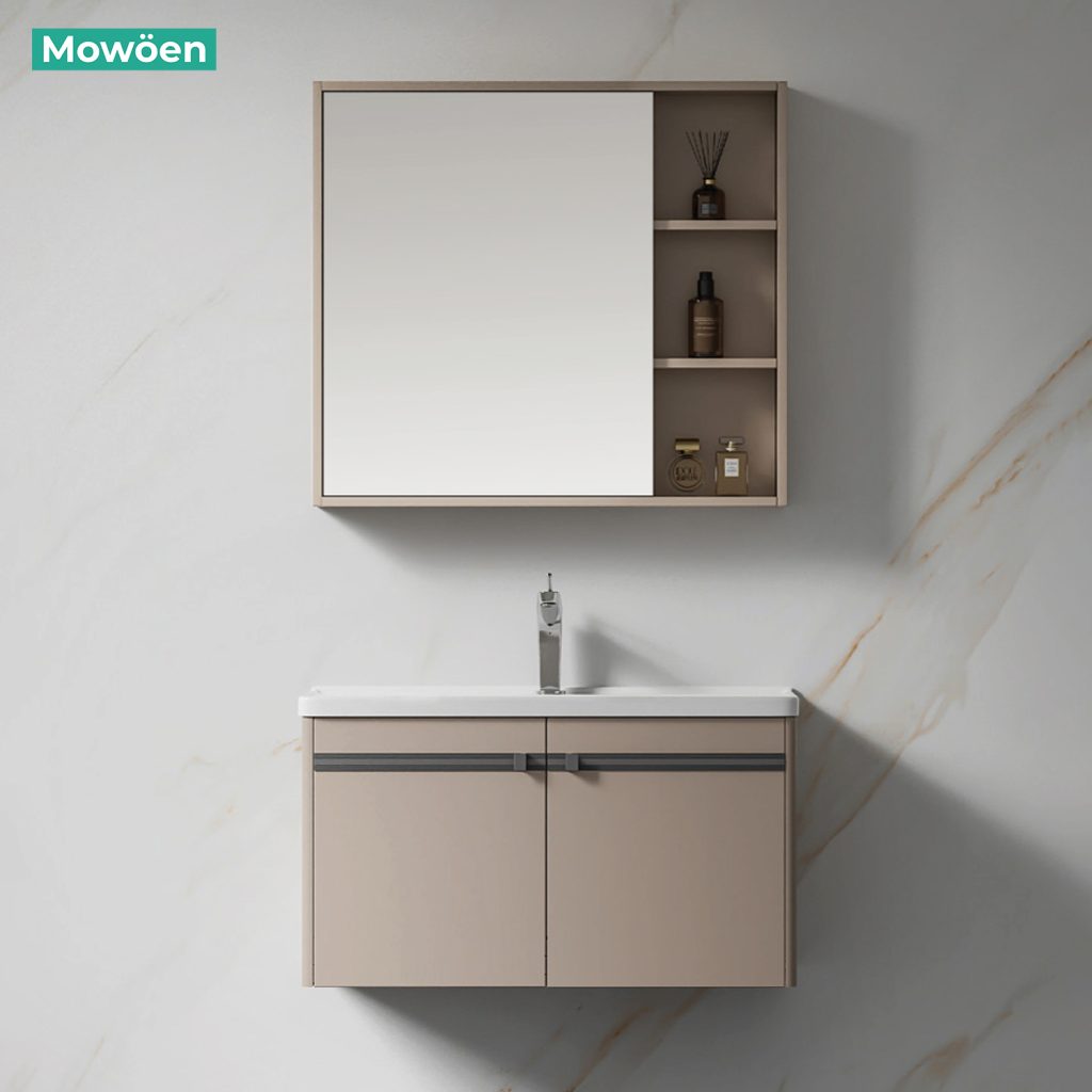 Tủ Lavabo Nhựa PVC Mowoen MW2702-80 Chậu Sứ Khổ 800mm