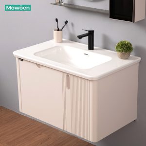 Ảnh công trình thực tế Tủ Lavabo Nhựa PVC Mowoen MW2811-80 Gương Tròn 600mm