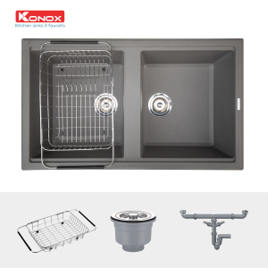 Ảnh công trình thực tế Chậu Rửa Chén KONOX Phoenix Smart 860-Grey 2 Hố Đá Granite