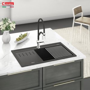 Ảnh công trình thực tế Chậu Rửa Bát Đá Granite KONOX Terra 860S Black 1 Hố