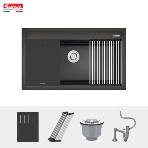 Ảnh công trình thực tế Chậu Rửa Bát Đá Granite KONOX Terra 860S Black 1 Hố