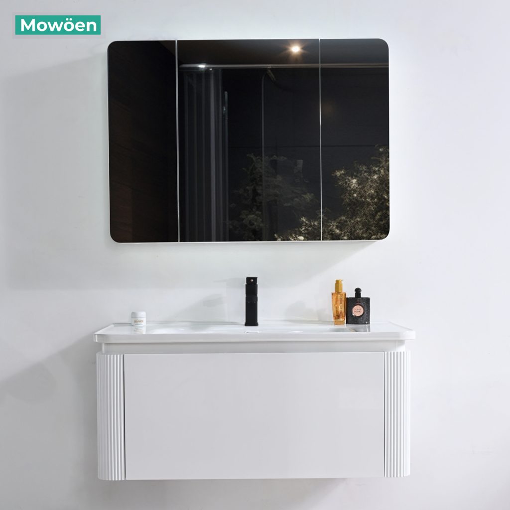 Tủ Lavabo Nhựa PVC Mowoen MW2823-100 1000mm Chậu 4 Viền Chống Tràn