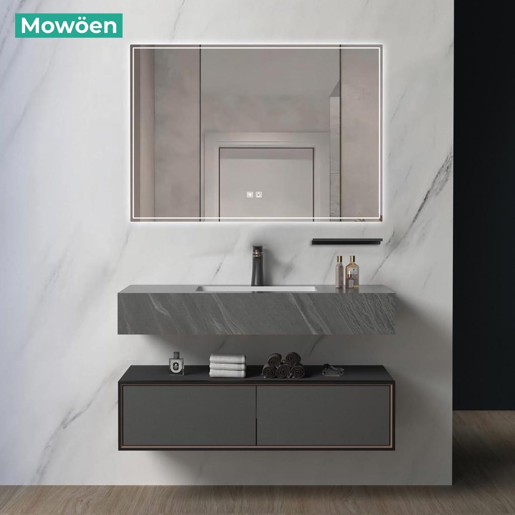 Bộ Tủ Lavabo Mowoen MW6630R-100SB 1000mm Treo Tường, Gương LED