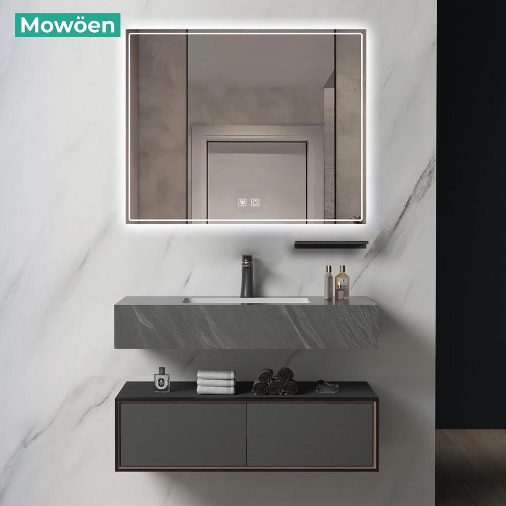 Tủ Lavabo Mowoen MW6630R-80SB Treo Tường 800mm Kèm Gương LED