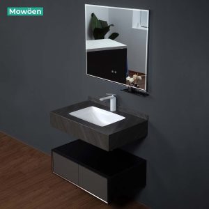 Ảnh công trình thực tế Tủ Lavabo Mowoen MW6630R-80SB Treo Tường 800mm Kèm Gương LED