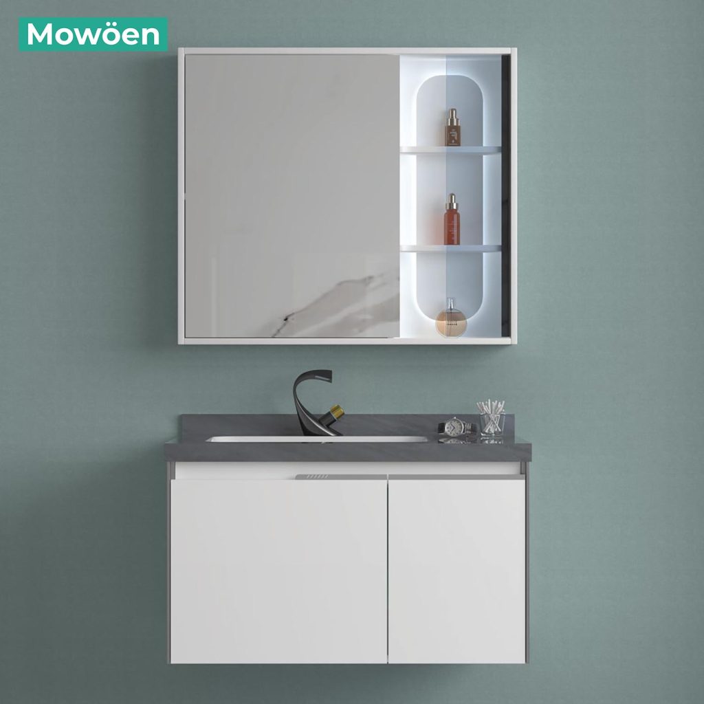 Tủ Lavabo Mowoen MW6631-80SB Plywood Mặt Chậu Liền Khối 800mm