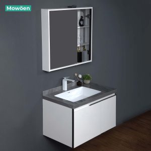 Ảnh công trình thực tế Tủ Lavabo Mowoen MW6631-80SB Plywood Mặt Chậu Liền Khối 800mm