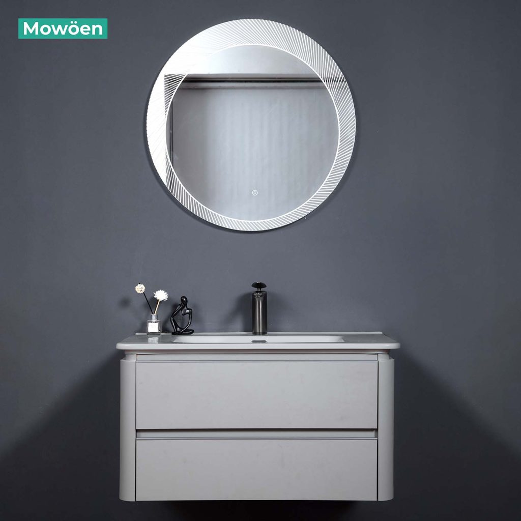 Bộ Tủ Lavabo MOWOEN MW6632C-80 Gương Tròn LED 800mm