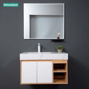 Ảnh công trình thực tế Bộ Tủ Lavabo Mowoen MW9567R-80 Gương LED Sấy Chống Mờ 800mm
