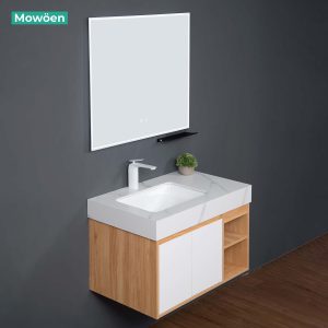 Ảnh công trình thực tế Bộ Tủ Lavabo Mowoen MW9567R-80 Gương LED Sấy Chống Mờ 800mm