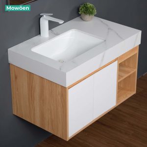 Ảnh công trình thực tế Bộ Tủ Lavabo Mowoen MW9567R-80 Gương LED Sấy Chống Mờ 800mm