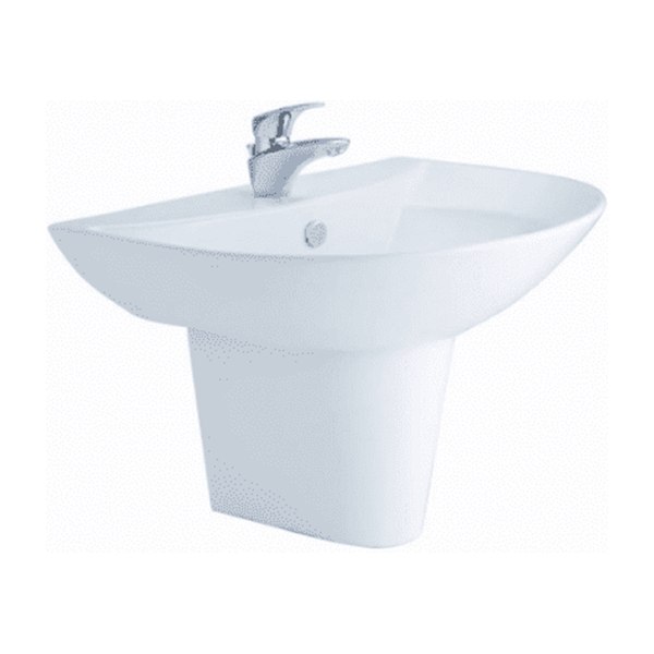 Chậu Rửa Lavabo COTTO C4219 Treo Tường Kèm Chân Ngắn