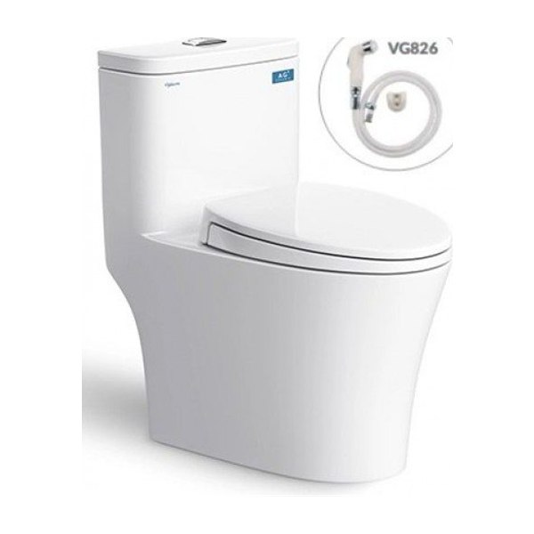 Bồn Cầu VIGLACERA V63 1 Khối Nắp Êm V68 Tặng Xịt VG826