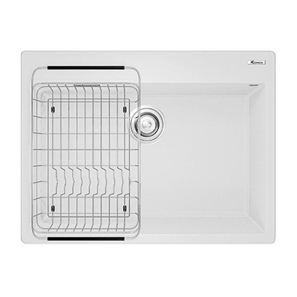 Chậu Rửa Chén KONOX Ruvita 680 White Silver Đá Granite 1 Hộc 680mm