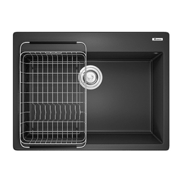 Chậu Rửa Chén KONOX Ruvita 680 Black Đá Granite 1 Hộc 680mm
