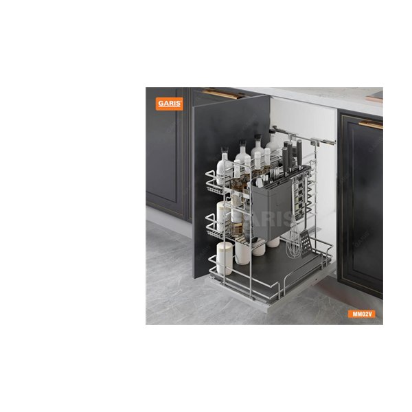 Giá Dao Thớt Gia Vị Chai Lọ GARIS MM02.40V Inox Bóng Gương Rộng 345mm