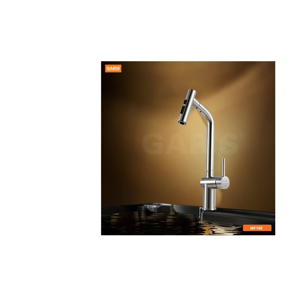 Vòi Rửa Chén GARIS MF16E Dây Rút Nóng Lạnh Inox 304 Bóng Xước Mờ