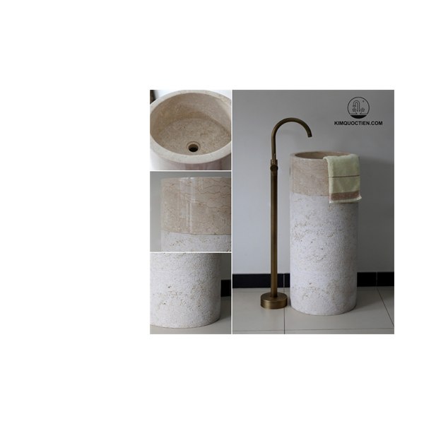 Chậu Rửa Mặt Lavabo Kanly MAR71Ci Trụ Đứng Đặt Sàn Đá Tự Nhiên