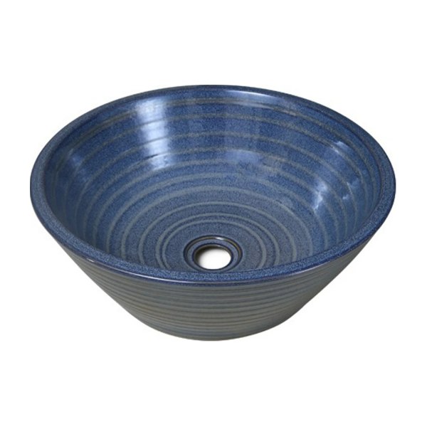 Chậu rửa mặt lavabo Kanly xanh SU018 đặt bàn sứ mỹ thuật 400x150 mm