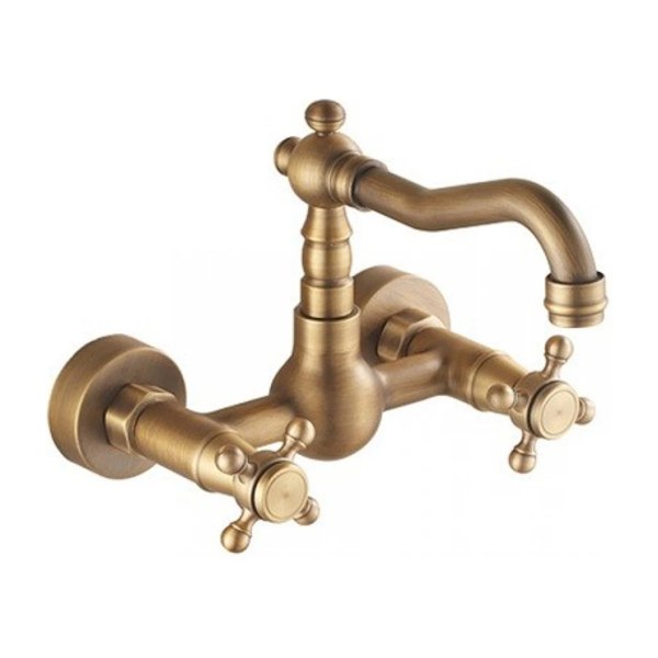 Vòi lavabo Kanly GCT06 nóng lạnh gắn tường bằng đồng