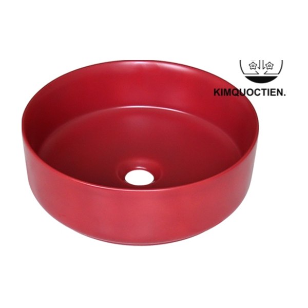 Chậu Lavabo Kanly SU528 Đặt Bàn Sứ Tròn Màu Đỏ