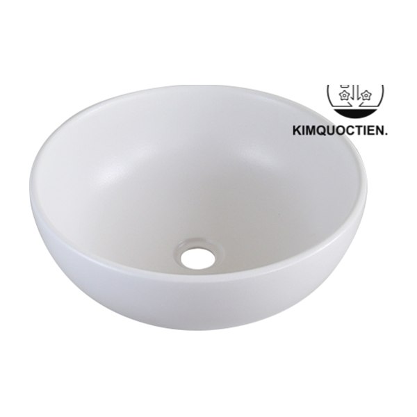 Chậu Lavabo Kanly SU513 Đặt Bàn Sứ Tròn Màu Trắng