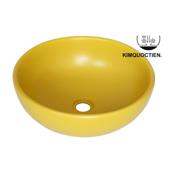 Chậu Lavabo Kanly SU514 Đặt Bàn Sứ Tròn Màu Vàng