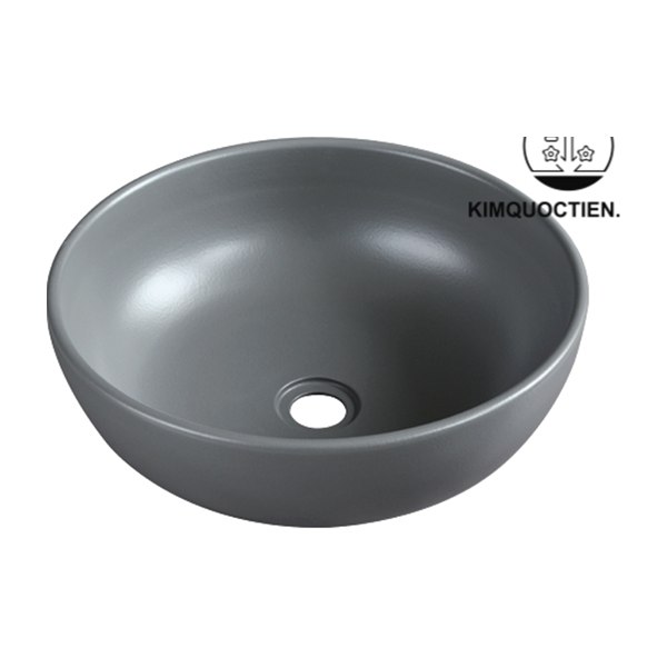 Chậu Lavabo Kanly SU517 Đặt Bàn Sứ Tròn Màu Xám