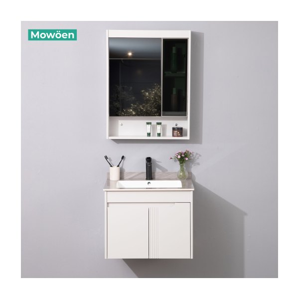 Tủ Lavabo Nhựa PVC Mowoen MW2805-60 Khổ 600mm Chậu Liền Mạch