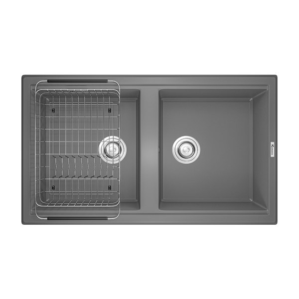 Chậu Rửa Chén KONOX Phoenix Smart 860-Grey 2 Hố Đá Granite
