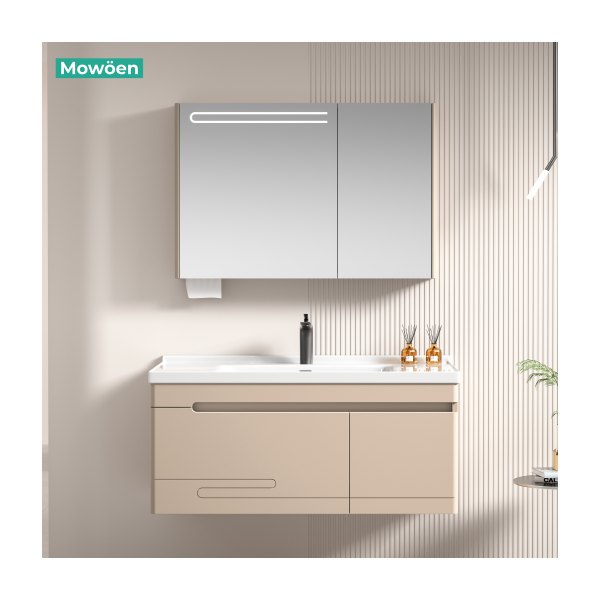 Bộ Tủ Lavabo Nhựa PVC MOWOEN MW2708-100 1000mm Kèm Tủ Gương LED