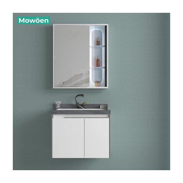 Bộ Tủ Lavabo Mowoen MW6631-60SB 600mm Treo Tường, Tủ Gương LED