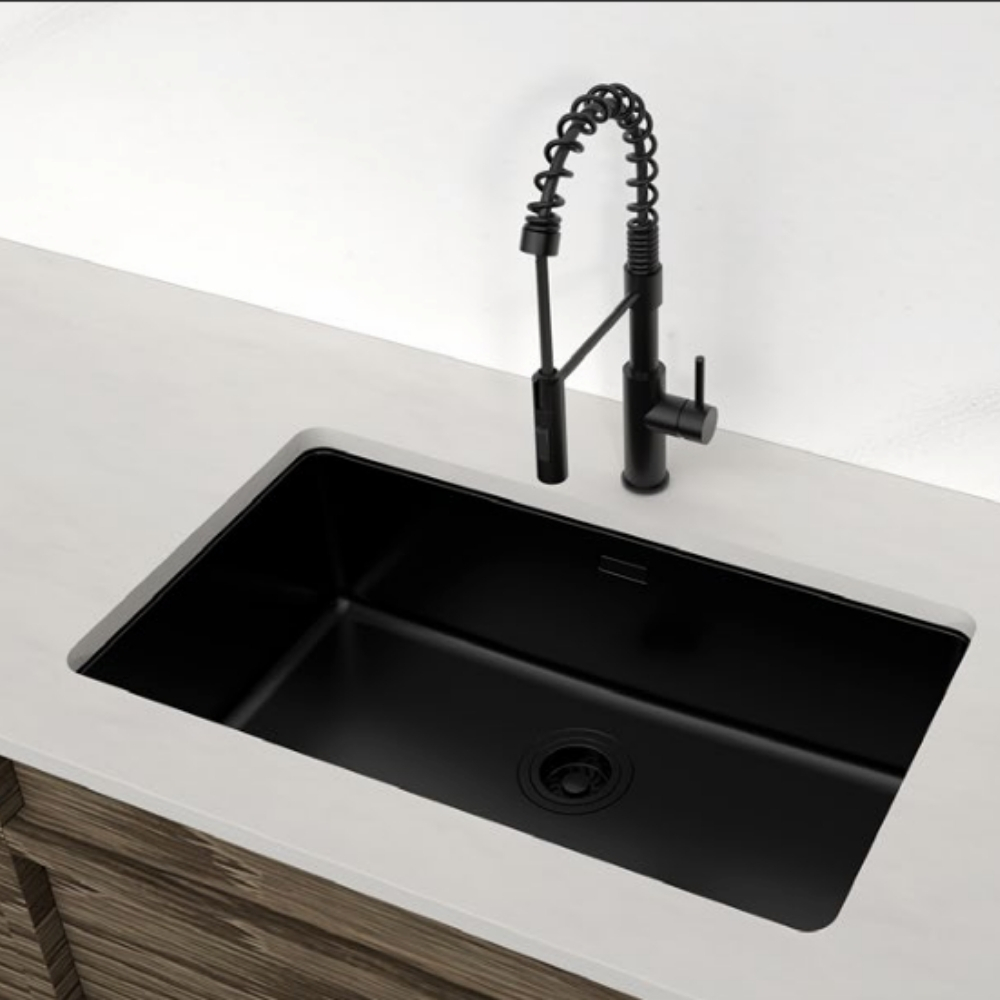 Ảnh công trình thực tế Chậu rửa chén Hafele R25 HS25-SSN1S-760 567.24.482 lắp âm màu titan