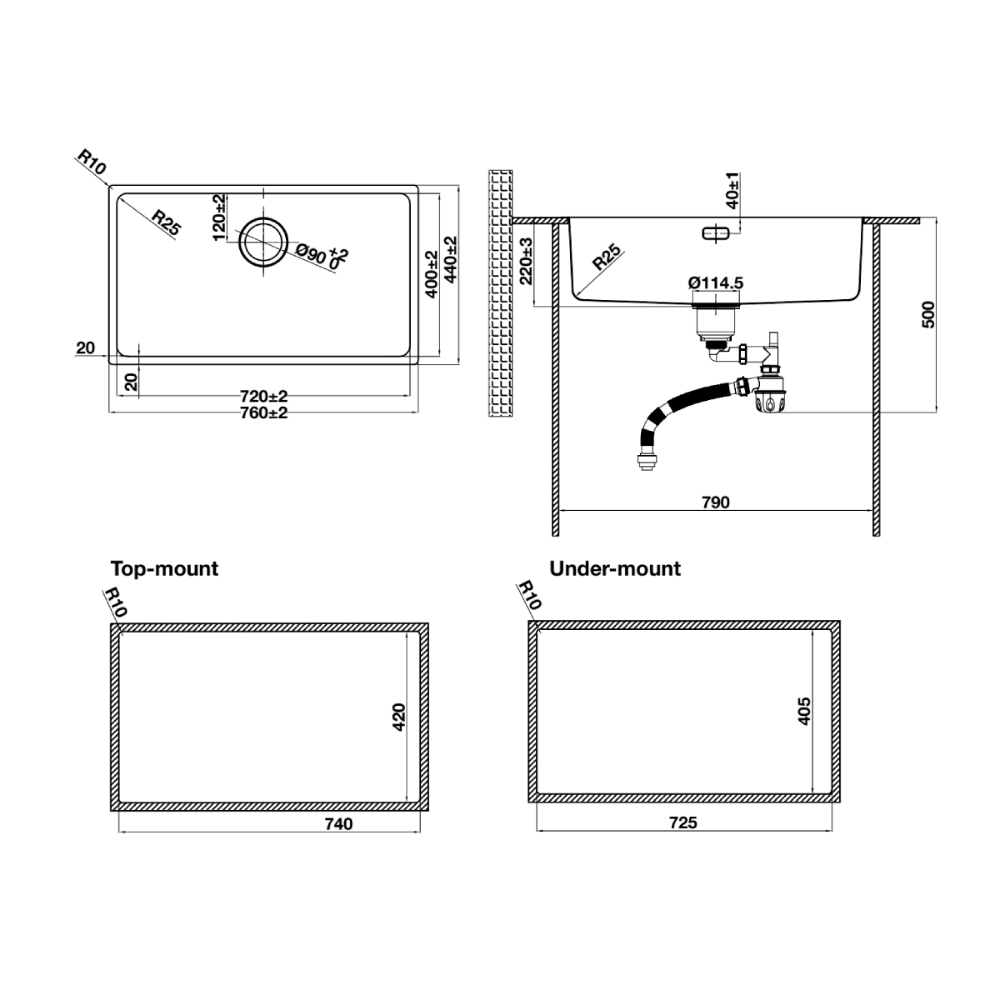 Ảnh công trình thực tế Chậu rửa chén Hafele R25 HS25-SSN1S-760 567.24.482 lắp âm màu titan