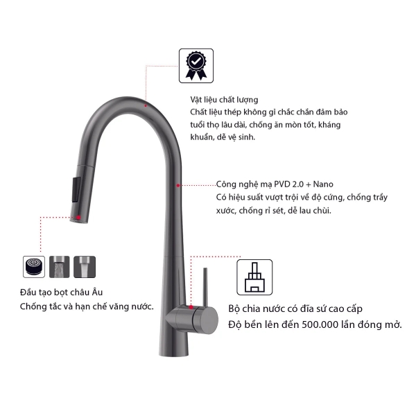Ảnh công trình thực tế Vòi rửa chén Hafele HT24-SH1P417 570.85.041 màu titan