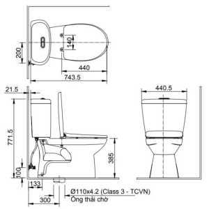 Alternative view of Bàn Cầu INAX C-306VA (C306VA) 2 Khối Nắp Thường