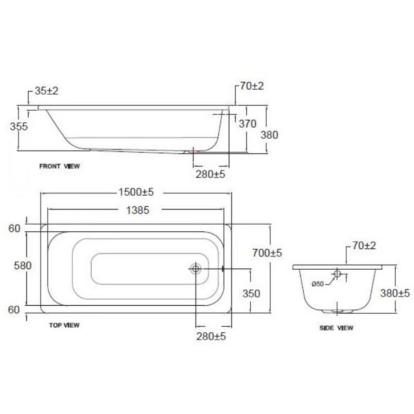 Alternative view of Bồn tắm xây American Standard 70280-WT