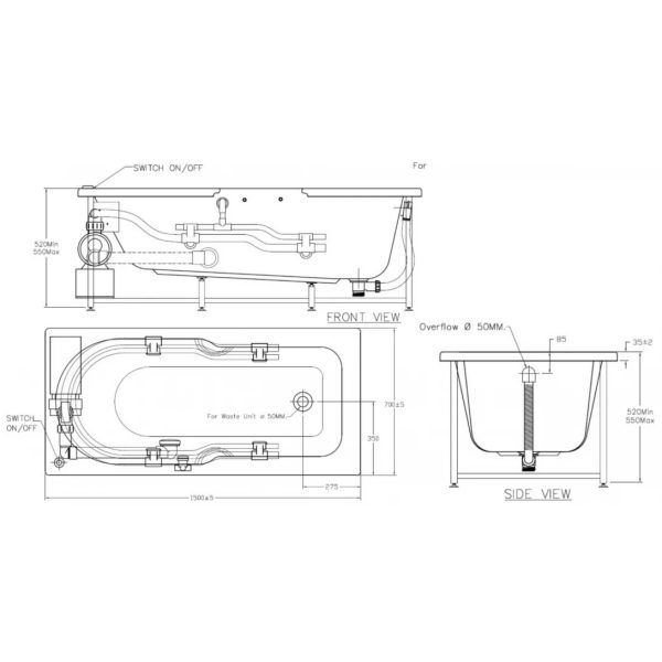 Alternative view of Bồn tắm thủy lực American Standard 7240100-WT