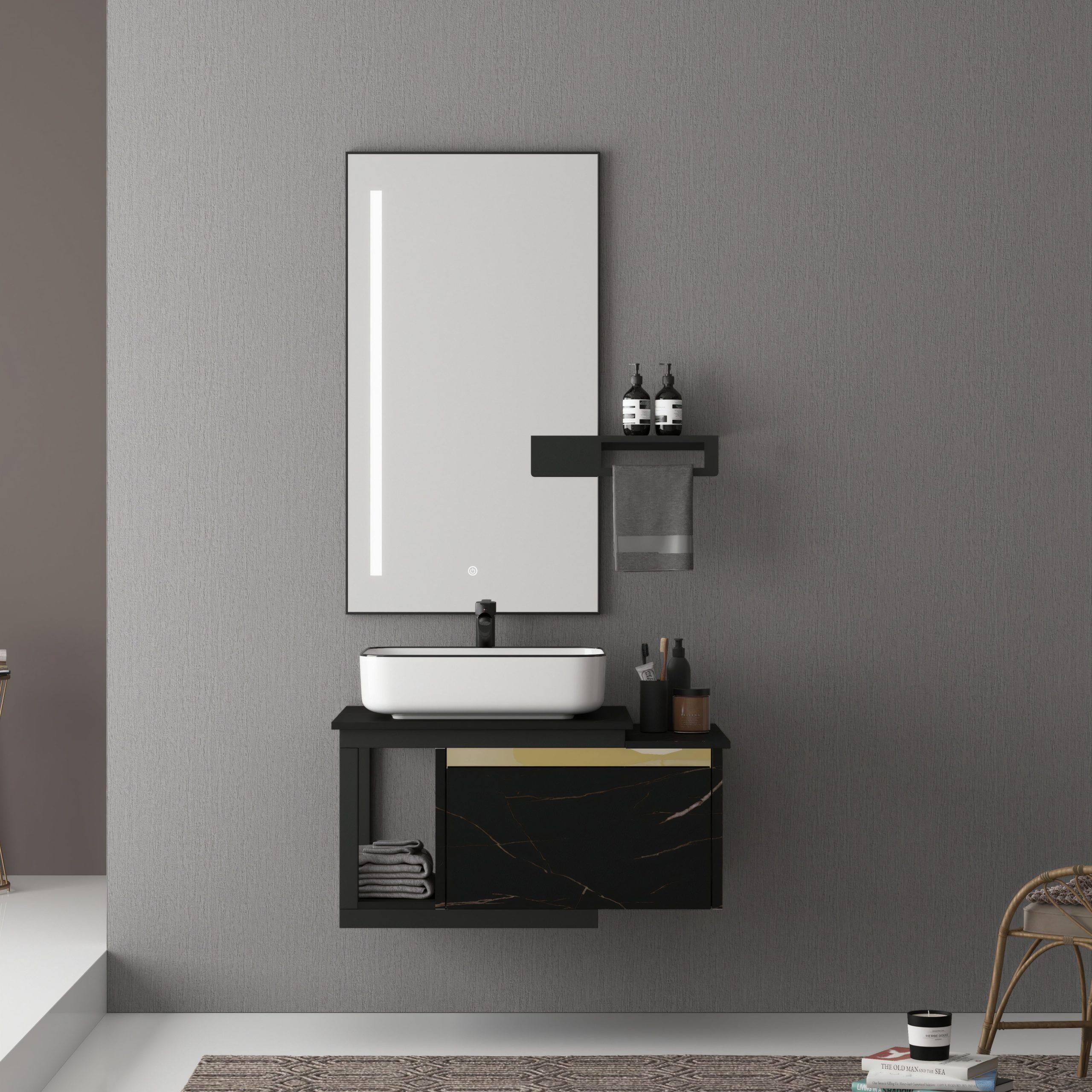 Bộ Tủ Chậu Phòng Tắm MOWOEN MW6801S-80B 800mm