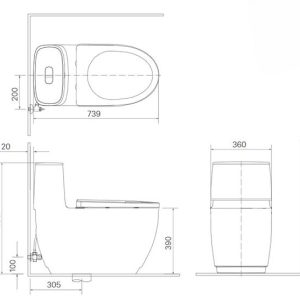 Alternative view of Bàn cầu một khối INAX AC-1052+CW-KA22AVN Nắp rửa điện tử