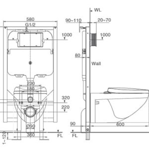 Alternative view of Bồn cầu treo tường INAX AC-23P+CW-H17VN Nắp rửa điện tử