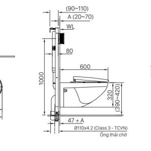 Alternative view of Bồn cầu treo tường INAX AC-23P+CW-KB22AVN Nắp rửa điện tử